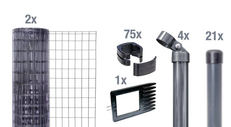 Alberts Zaun Set Fix-Clip Pro®,anth,zE,810/50m, Set Fix-Clip Pro®,anth,einbetonieren,810/50m von Alberts