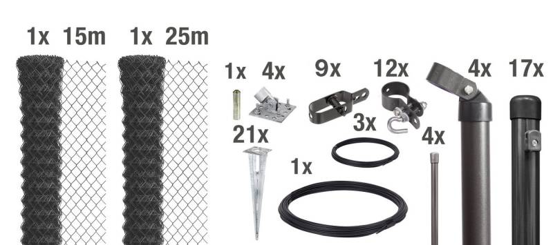 Alberts Zaun Set Maschendrahtzaun,EBH,anth-mt1000/40, Set Maschendrahtzaun,Bodenhülsen,anth-mt1000/40 von Alberts