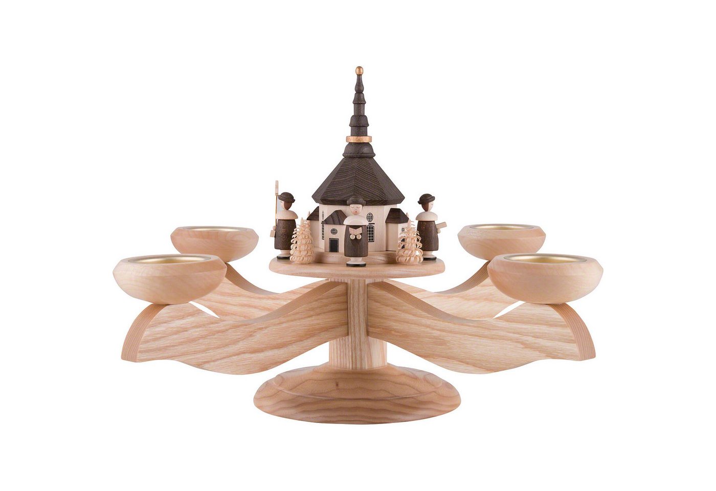 Albin Preissler Schwibbogen Adventsleuchter Seiffener Kirche mit Kurrende natur (26cm) von Albin P von Albin Preissler
