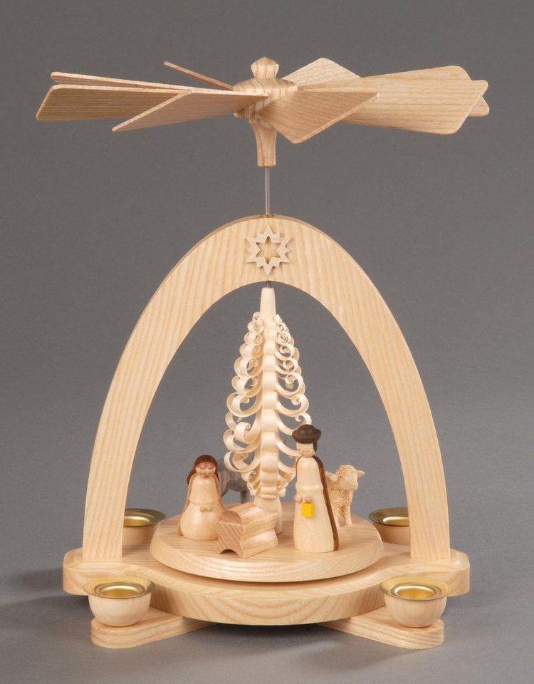 Albin Preissler Weihnachtspyramide Christi Geburt, Weihnachtsdeko, Höhe ca. 20 cm, Handwerkskunst aus dem Erzgebirge von Albin Preissler