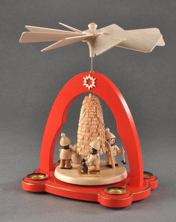 Albin Preissler Weihnachtspyramide Tischpyramide - Winterkinder, Weihnachtsdeko rot von Albin Preissler