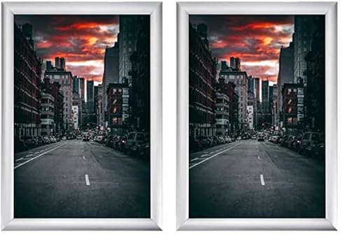 Albyco - Bilderrahmen A4 Easy-Click-System - Fotorahmen, Posterrahmen, Frame, Rahmen A4 Format - 21 x 29,7 cm - Dicke des Rahmens 19 mm - Farbe: Aluminium - Metall (Packung mit 2) von Albyco