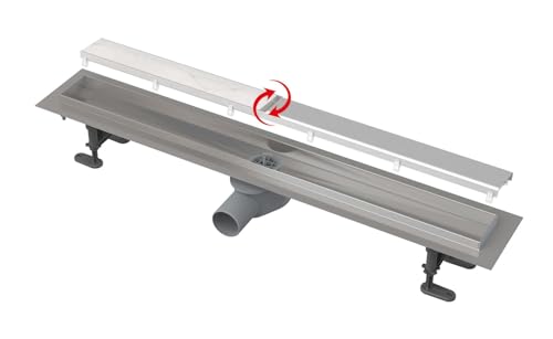 AlcaPlast APZ13 DOUBLE9 Duschrinne | Ablaufrinne komplett mit doppelseitigem Edelstahl Rost befliesbar, Länge:850 mm von Alcaplast