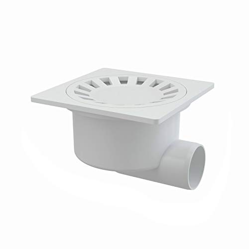 Bodenablauf 150x150 Anschluss DN 50 Waagerecht Weiss Kunstoff extra flach Duschablauf Badeablauf von Alcaplast
