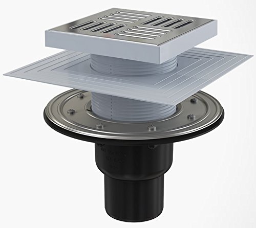 Bodenablauf Senkrecht 150x150 Duschablauf Badablauf Design Edelstahl begehbare Dusche DN 50 Siphon Geruchsverschluss von Alcaplast