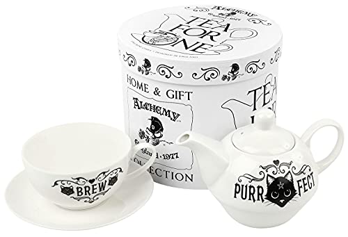 Alchemy England Purrfect Brew - Tea for One Set Unisex Teekanne schwarz/weiß von Alchemy - The Vault