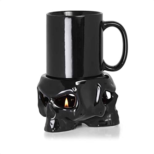Alchemy England Tasse mit Tassenwärmer Skull Unisex Tasse schwarz Porzellan Gothic, Totenköpfe von Alchemy