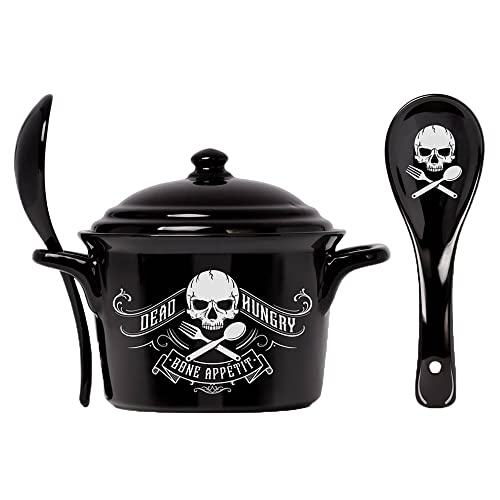 Alchemy England Bone Appetit Hexenkessel mit Löffel Unisex Müslischale schwarz/weiß von Alchemy