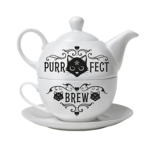 Alchemy England Purrfect Brew - Tea for One Set Unisex Teekanne schwarz/weiß von Alchemy