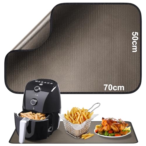 Feuerfeste Unterlage | Glasfasersilikon-Feuerschutzmatte für Tischplatte | Hitzebeständige Matte für Luftfritteuse | Feuerfeste Unterlage Kaffeemaschine | Anti-Rutsch Wasserdichte (Braun, 50 x 70 cm) von Alckijy