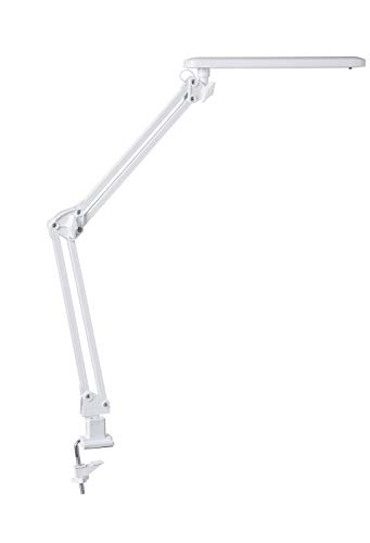 ALCO-Albert 962-10 - LED Schreibtisch-/ Arbeitsplatzleuchte mit Tischklemme und praktischem Doppelarm, weiß, Ein- und Ausschalter, 20 LEDs, Kunststoff, 7 Watt, ca. 62 x 4,5 x 50 cm von Alco-Albert