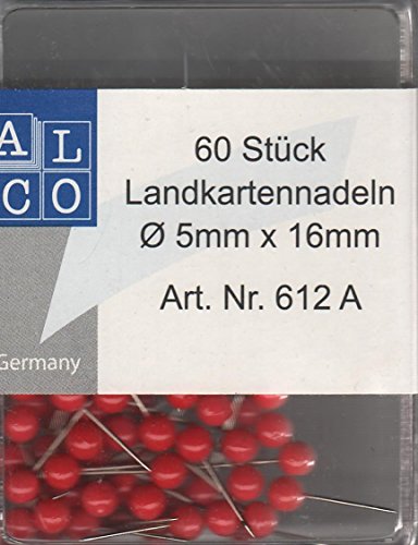 Alco Landkartennadeln 5x16mm 612A rot 60 Stück von Alco-Albert