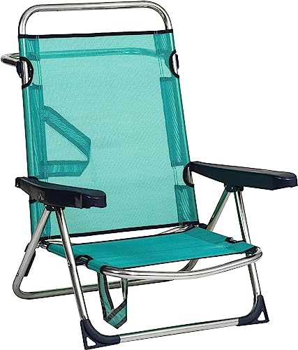 Alco Strandstuhl aus Aluminium mit Griff und klappbarem Hinterbein, Grün, 79,5 x 59,5 x 56 cm Stuhl, Metall von Alco-Albert