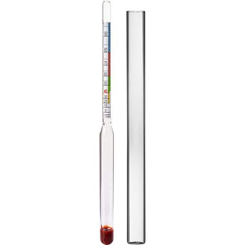 ALKOHOLMETER + MESSZYLINDER aus Glas 0-100% vol. – Alkoholmessgerät Senkwaage Wodka Meter Dichtemesser Hooch Selbst Gebrautes Bier von AlcoFermBrew