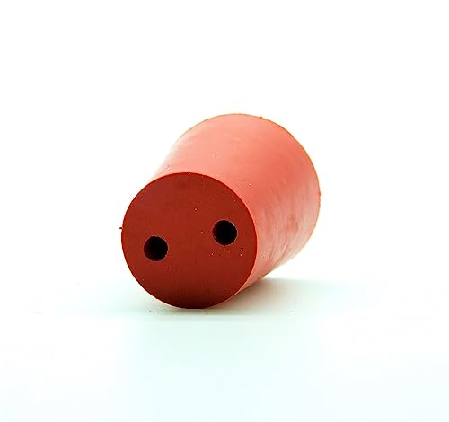 AlcoFermBrew Gummistopfen mit 2 Löchern, Rote Verschlüsse für Fermentation und Labor (24/18 mm) von AlcoFermBrew