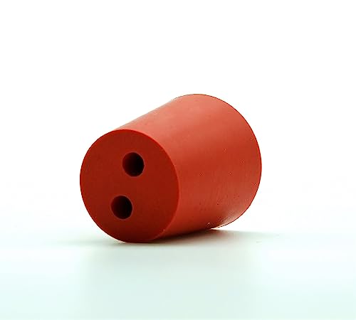 AlcoFermBrew Gummistopfen mit 2 Löchern, Rote Verschlüsse für Fermentation und Labor (29/23 mm) von AlcoFermBrew