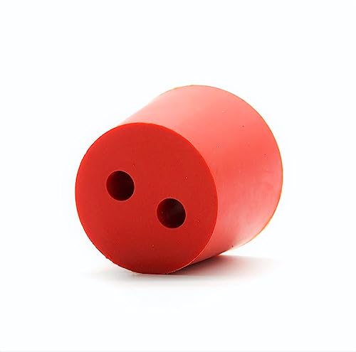 AlcoFermBrew Gummistopfen mit 2 Löchern, Rote Verschlüsse für Fermentation und Labor (35/29 mm) von AlcoFermBrew