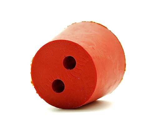 AlcoFermBrew Gummistopfen mit 2 Löchern, Rote Verschlüsse für Fermentation und Labor (38/31 mm) von AlcoFermBrew
