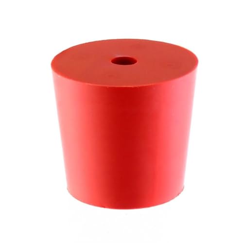 AlcoFermBrew Rote Gummistopfen mit Loch, Gärungs- und Laborstopfen (38/31 mm) von AlcoFermBrew