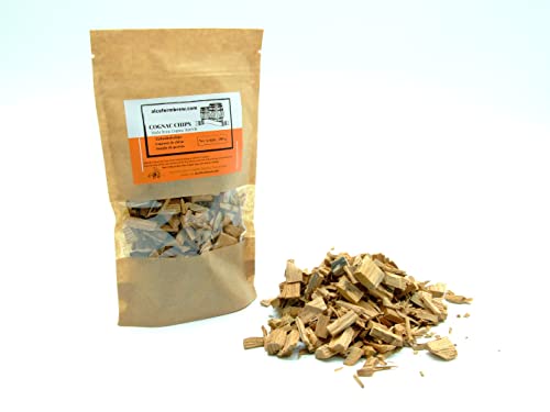 AlcoFermBrew Eichenholzchips Cognac 100g - aus Cognac Fässer | Räucherholz | Eichenholz Chips | Holzspäne | Holzfässer von AlcoFermBrew