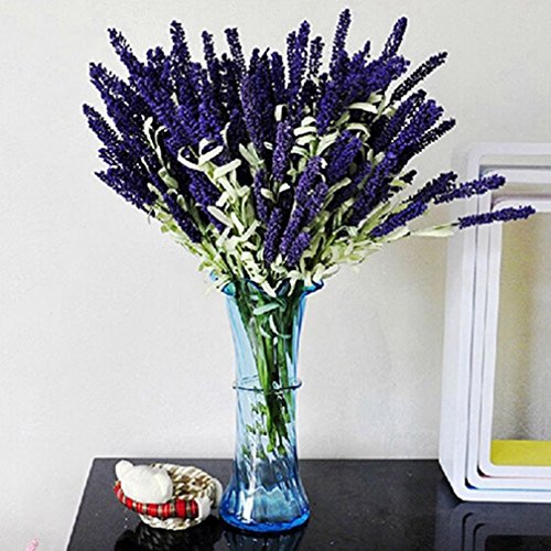 Alcyoneus Lavendel-Kunstblumen, 12 Stück, als Bouquet, für den Garten und das Zuhause, zum Basteln, als Dekoration dunkelviolett von Alcyoneus