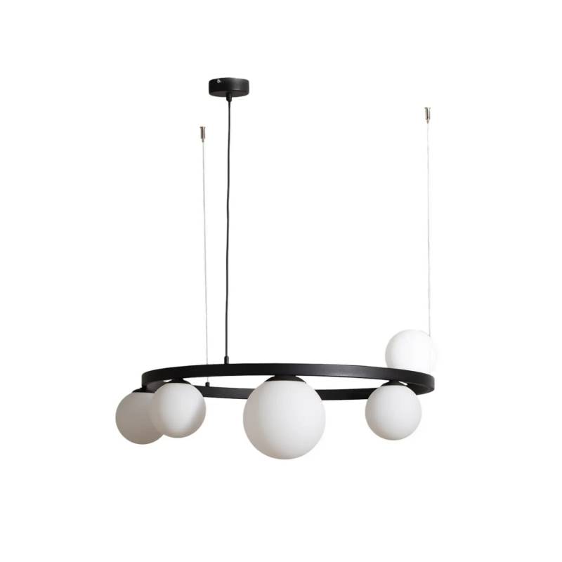 Aldex Hängeleuchte Garda 5 Hängelampe Deckenlampe Ring Metall Glas 5 Fl. Schwarz B-Ware von Aldex