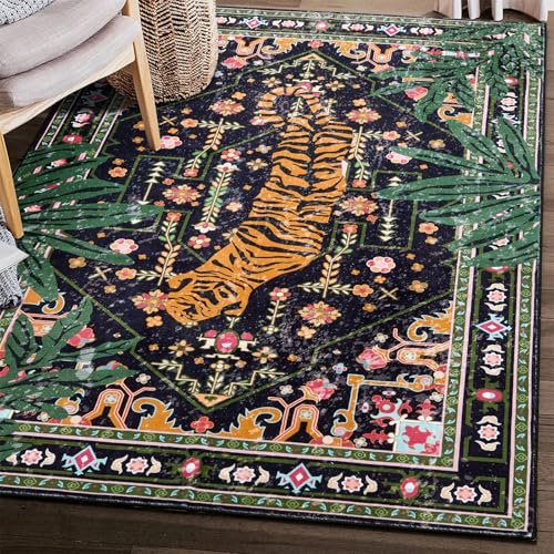 Aldopein Orientalische, tropische, waschbare Teppiche, schmutzabweisend, Boho, Vintage, Hippie, 15,2 x 22,9 cm, für Esszimmer, Wohnzimmer, Büro, Schlafsaal, Eingangsbereich, abstrakter botanischer von Aldopein