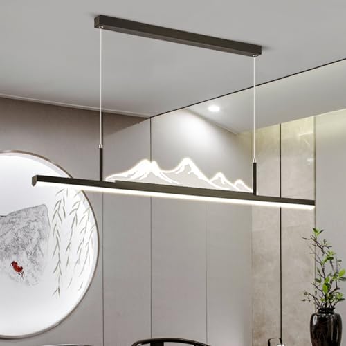 Aleaty LED Pendelleuchte Modern Kreativität Kronleuchter Esszimmerleuchte Dimmbar 3000K/4500K/6500K mit Fernbedienung Hängeleuchte für Esszimmer Wohnzimmer Teehaus Büro lampe (Schwarz, L120cm) von Aleaty