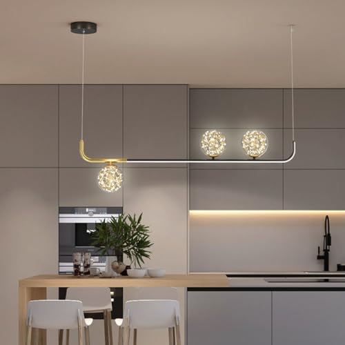 Aleaty Modern Esstischlampe LED Pendelleuchte Acryl Küchenlampe Dimmbar Kronleuchter 56W mit Fernbedienung Esszimmer Hängeleuchte Kreativität Küche Wohnzimmer Lampe 110cm von Aleaty