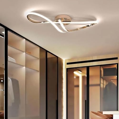 Aleaty Modern LED Deckenleuchte Dimmbar Deckenlampe Wohnzimmer Schlafzimmerlampe mit Fernbedienung Led Beleuchtung für Wohnzimmer Schlafzimmer Küche Esszimmer Küche Balkon Flur (Gold, L80cm) von Aleaty