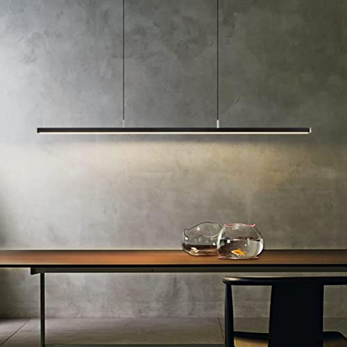 LED Linear Design Pendelleuchte Esstischlampe mit Fernbedienung Dimmbare Pendellampe Höhenverstellbar Hängeleuchte Industrielle Deckenleuchte für Esszimmer Büro Wohnzimmer (Schwarz, L100cm/40W) von Aleaty