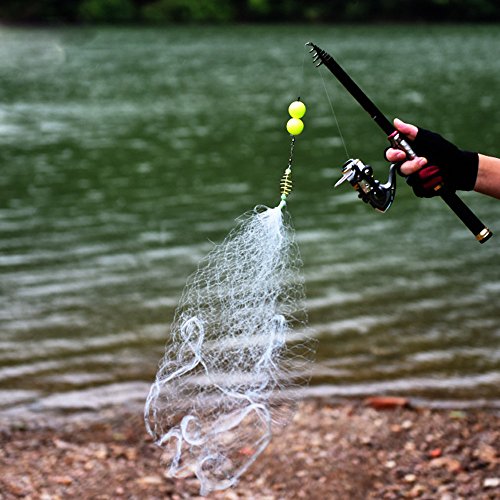 Alecony Fischernetz,Angeln Net Kupfer Nylon mit Leuchtperlen Perlen für Nacht Angeln,Wurfnetz Angelnetz Gaze Netz Handschlaufe und Ring Cast Fischernetz,Shoal Süßwasser-Fischerei-Tool (5#) von Alecony
