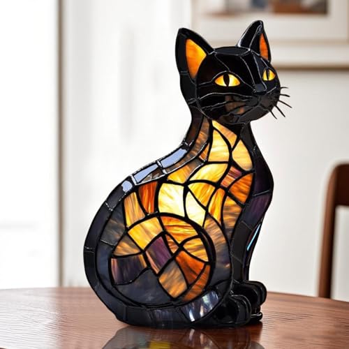 Alecony Katzenlampe Kunstharz Retro Buntglas Tischlampe Tier Serie Mosaik Tiffany Nachtlicht Vintage für Kinder Mädchen Hausdekoration Geschenk Einfach Aufstellen Leuchtende Katze Alecony Katzenlampe Kunstharz Retro Buntglas Tischlampe Tier Serie Mosaik Tiffany Nachtlicht Vintage für Kinder Mädchen Hausdekoration Geschenk Einfach Aufstellen Leuchtende Katze von Alecony