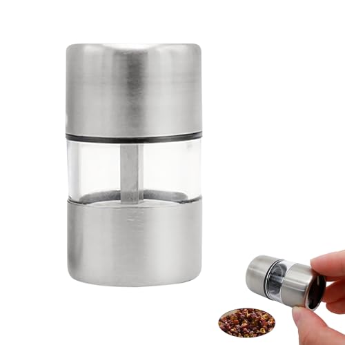 Salz- und Pfeffermühle Mini 2in1 Edelstahl Verstellbares Keramik-Mahlwerk Salzstreuer für Unterwegs Küche Camping -Salz Geschenk Küchenhelfer Einfach zu Bedienen von Alecony