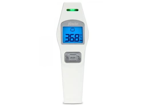 Alecto BC-37 Infrarot-Thermometer - Stirnthermometer - 3 sek Messzeit - Speiche für verherige Messungen - auch für Flüssigkeiten - weiß von Alecto