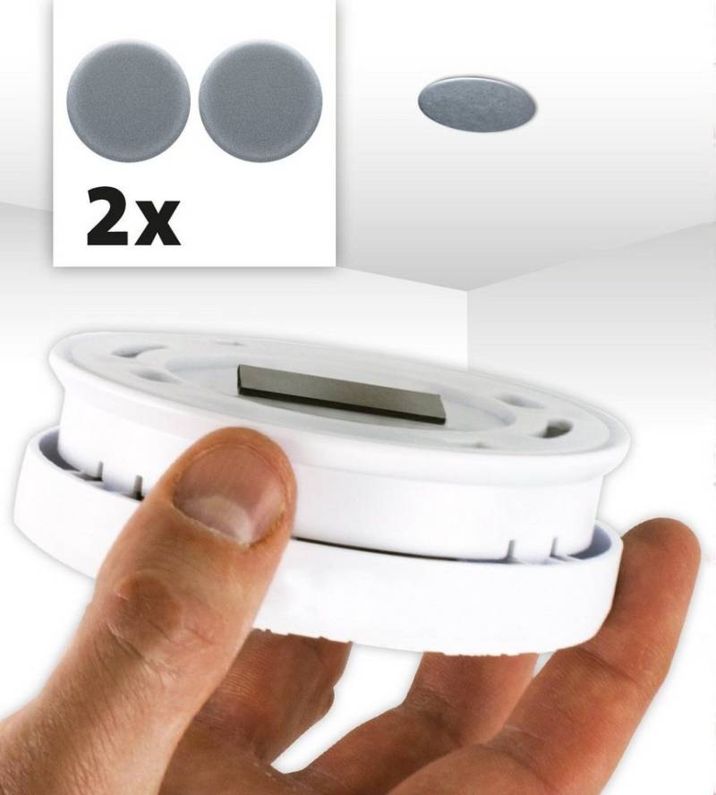 Alecto MK-2 Magnetbefestigung für Rauchmelder (Kein Bohren oder Schrauben notwendig, Befestigungs-Set für Rauchmelder, Kohlenmonoxid-Melder, ohne Werkzeug) von Alecto