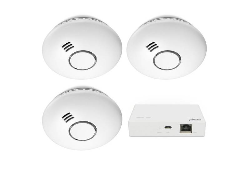 Alecto SMART-SMOKE10 SET 3 Rauchmelder (3er Set Smarte Rauchmelder mit Batterie Warnung App-Steuerung, sparsam) von Alecto