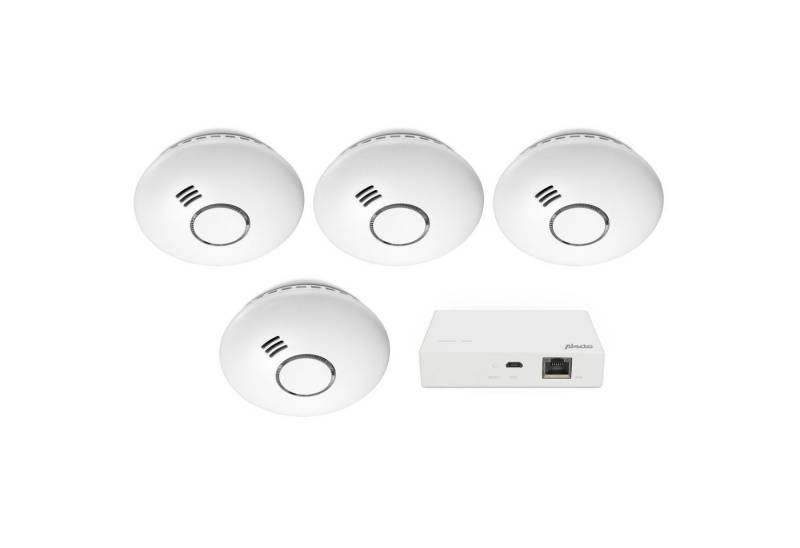 Alecto SMART-SMOKE10 SET 4 Rauchmelder (4er Set Smarte Rauchmelder mit Batterie Warnung App-Steuerung, sparsam) von Alecto