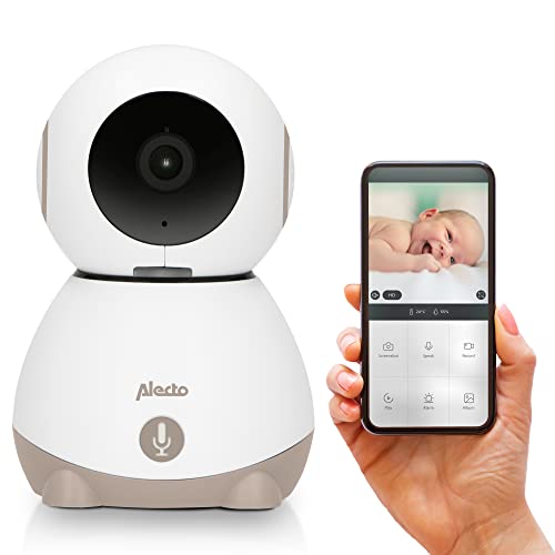 Alecto Video Babyphone mit Kamera und WiFi/WLAN - SMARTBABY10BE Video Baby Monitor mit Nachtsicht - Für zu Hause und unterwegs - Babyfon mit Gegensprechanlage und steuerbar mit App - Weiß/Beige von Alecto