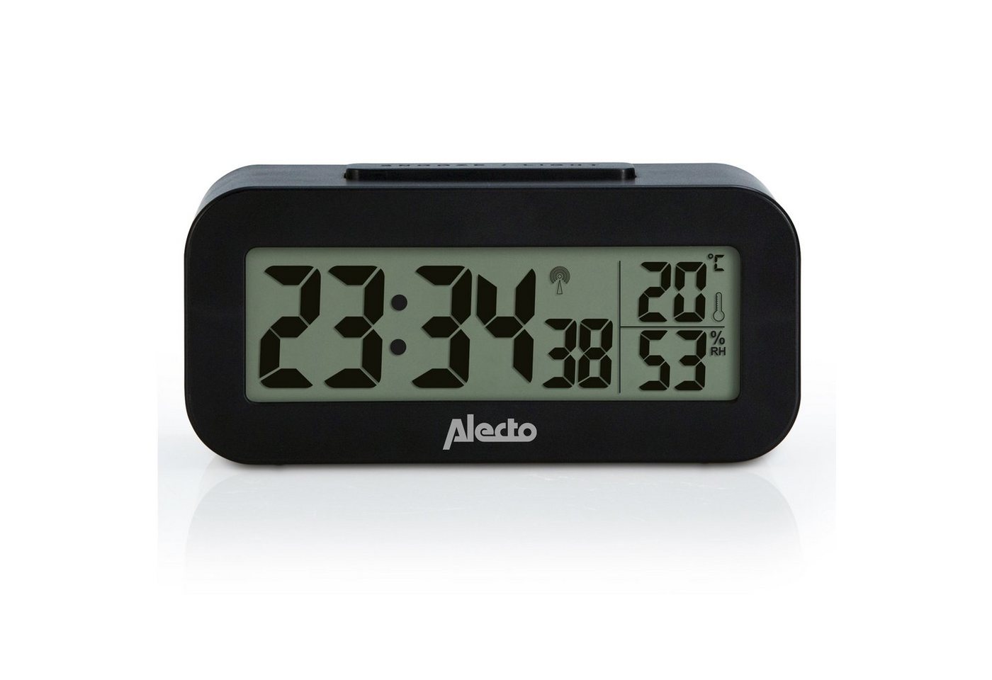 Alecto Wecker AK-30 stilvolles Design mit Thermometer & Hygrometer, DCF-genaue Zeitanzeige von Alecto