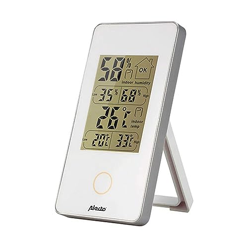 Alecto WS-75 - Digitales Thermometer/Hygrometer, Misst die Temperatur und Luftfeuchtigkeit in Innenräumen, Batteriebetrieben, LCD-Anzeige, Weiß von Alecto