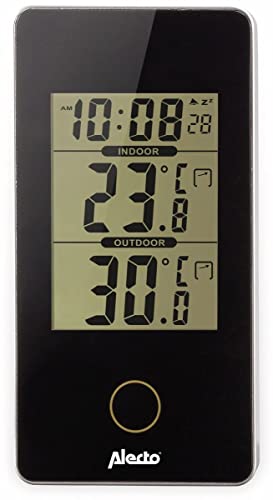 Alecto Wetterstation Innen und Außensensor, Temperatur, Hygrometer, schwarz, 6.2 x 10 x 10 cm, WS-150 von Alecto