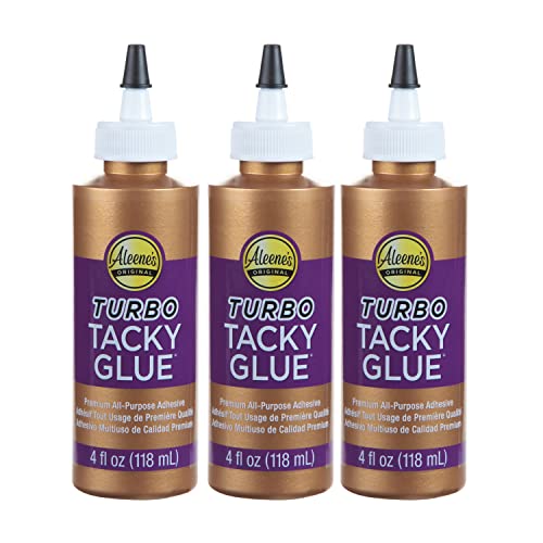 Aleene's Turbo Tacky Glue Superkleber Flasche 118 ml – 3 St. Starker Alleskleber – Transparenter Kleber für Papier, Holz, Glas, Textilien und mehr – für Karten Basteln, DIY, Scrapbooking und Modellbau von Aleene's