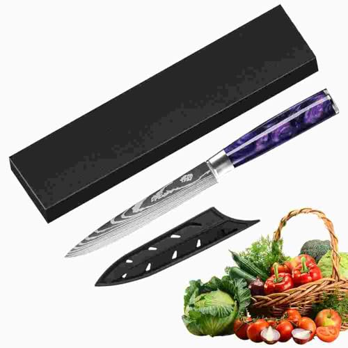 Aleevii 24,5cm Kochmesser aus Edelstahl - Küchenmesser Scharf mit ergonomischem Griff - Profi Chef Knife für Fleisch & Gemüse (Für Hobbyköche & Profis) Violett Griff von Aleevii
