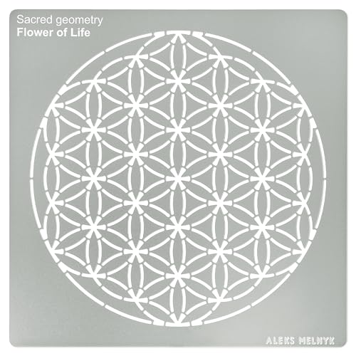 Aleks Melnyk Nr.389 Metallschablone, Figuren mit heiliger Geometrie, Version „Blume des Lebens“, 1 Stück, Vorlage für Holzverbrennung, Gravur, Basteln, Sammelalbum von Aleks Melnyk