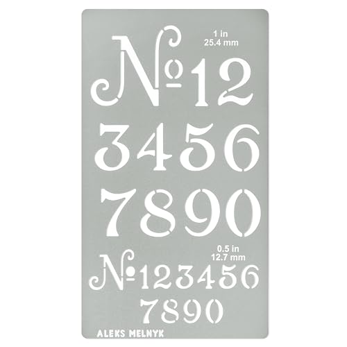 Aleks Melnyk Nr.452 Metallschablone, kleine Zahlenschablone, Größe 2,5 cm und 1,3 cm, Zahl der alten Welt, Vorlage für Holzverbrennung, Brandmalerei, Gravur, Lesezeichen, Kunsthandwerk von Aleks Melnyk
