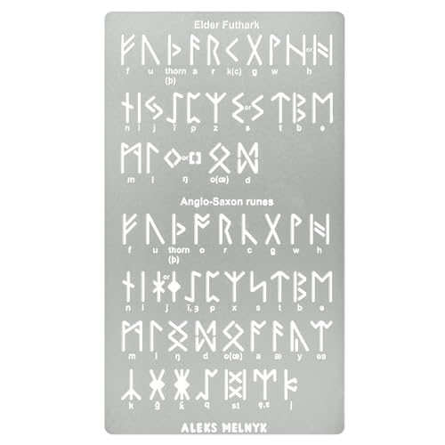 Aleks Melnyk Nr.409 Metallschablone, Elder Futhark und angelsächsische Runen 0,5 Zoll, altes Alphabet, Siegel, magische Alphabet-Schablone Vorlage für Holzverbrennung, Brandmalerei-Gravur von Aleks Melnyk