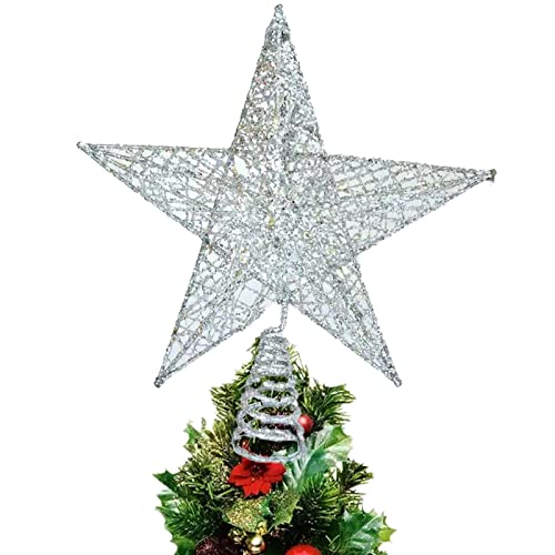 Weihnachtsbaumspitze Stern Dekoration,Weihna Chtsbaum Topper,10 Zoll Weihnachtsbaum-Spitze Stern Baumschmuck,Christbaumschmuck Metall Weihnachtsbaum Stern für Weihnachten Baumspitze,Party (Silber) von Alelyer