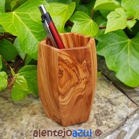 Stiftebecher Olivenholz Holz Becher Stiftdose Stifthalter Büro Alentejoazul Männergeschenk Schreibtisch Olive Vatertag Schreibtischobjekt von Alentejoazul