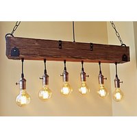 Handgefertigter Holzbalken Kronleuchter Rustikale Bauernhaus Beleuchtung von AleshkaDesignShop